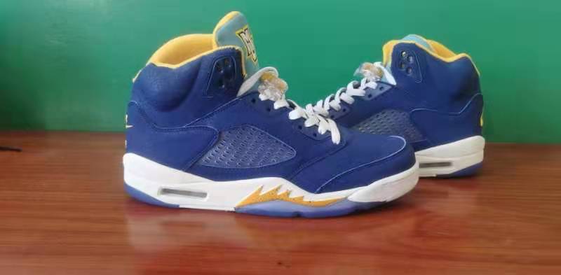 2021 Air Jordan 5 Sea Blue Yellow Shoes - Click Image to Close